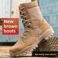 Bottes de randonnée tactiques marines imperméables et résistantes aux perforations en nylon polyamide marron pour hommes WANZHUO
