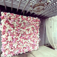 Mur floral 3D enroulable 8*8 pieds, fleurs artificielles en soie, violet, décoration de mariage, panneau mural, toile de fond