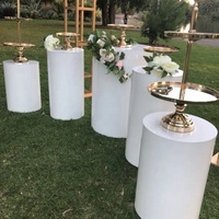 5 pièces blanc Dessert cylindre acrylique rond socle support Dessert gâteau affichage ensemble piédestal mariage socle pour la décoration de mariage