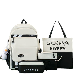 Stylish Large Canvas Student Backpack Set with Custom Logo Waterproof and Casual Design for Teenagers - Product Image 1