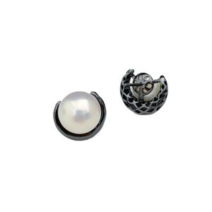 22387 S925 Silver DIY Pearl Accessories Empty <b>Moon</b> Style Fashion <b>Earrings</b> with 8-10mm Round Beads Earnail DIY Accessory - Product Image 5