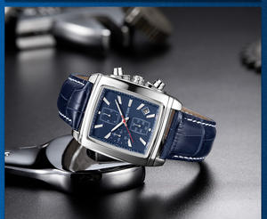 Nuevo reloj para hombre, cronógrafo multifuncional, reloj de pulsera cuadrado de cuero genuino, elegante reloj retro para hombre - Product Image 5