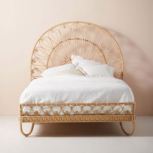Meubles d'art en rotin <span class=keywords><strong>lit</strong></span> en rotin naturel Simple moderne créatif chambre chez l'habitant hôtel taverne rotin Art <span class=keywords><strong>lit</strong></span> double - Product Image 3