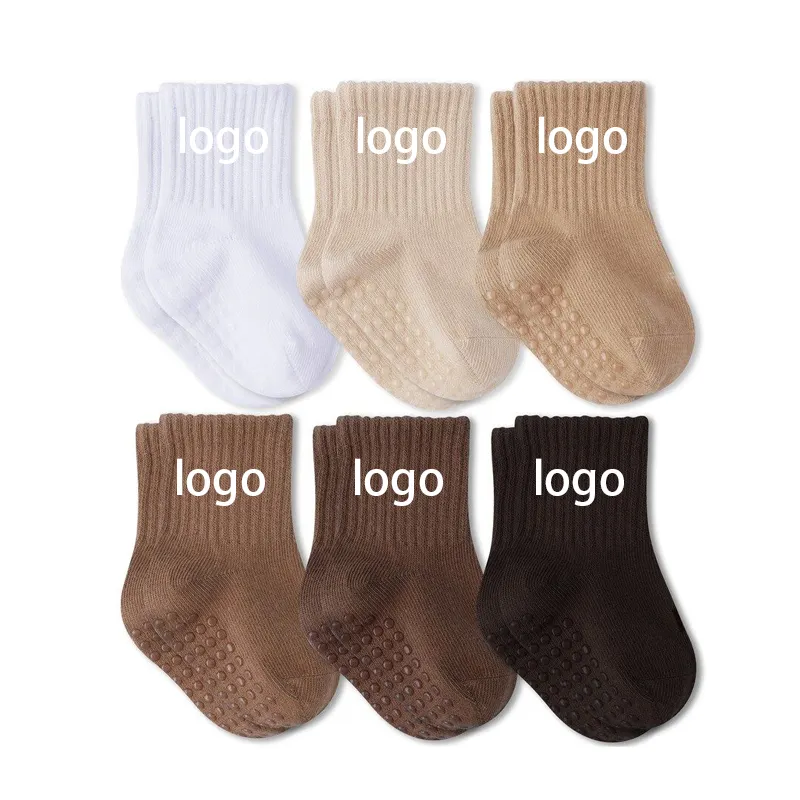 Customized Logo Breathable Comfortable Toddler Infant Newborn Kids Girl Boy Non Slip Crew Baby Socks