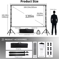 Écran de projection pliable de 100 pouces, cinéma à domicile, cinéma en plein air, écran de projection extérieur, trépied de 200 cm