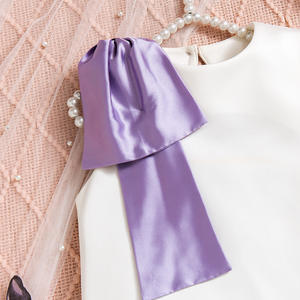 Robe Fille Été Couleur Unie Col Ras du Cou Sans Manches <span class=keywords><strong>Style</strong></span> <span class=keywords><strong>Anglais</strong></span> avec Nœud en Tissu Tricoté Vêtements Enfants ODM - Product Image 2