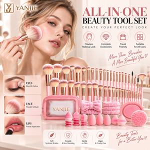 Professionelle Schönheitswerkzeuge Große Kombinations-Set Gesichtsreinigung Lidschatten Rouge Haarpuder Make-up Schwamm Make-up Pinsel Set für YANJIE - Product Image 3