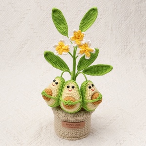 Handmade Knitted Potted Plant Ornaments Finished Avocado Imitation <b>Yarn</b> Flowers DIY Creative Gifts for Home Decoration Wedding - Product Image 4