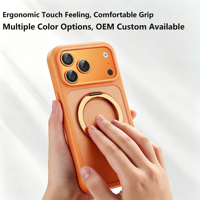 Coque de téléphone HEYBING avec béquille magnétique rotative à 360°, en TPU mat anti-traces de doigts pour IP14/15/16/17 Pro Max