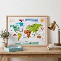 Venta al por mayor de fábrica: Rompecabezas educativo de papel troquelado de 48 piezas para niños, mapa del mundo de la Mezquita, laminado mate grueso, cartulina gris, OEM