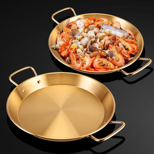 Plato antiadherente español Sartén de cocina de acero inoxidable dorado Mariscos hirviendo Sartenes de <span class=keywords><strong>paella</strong></span> de doble ASA - Product Image 4
