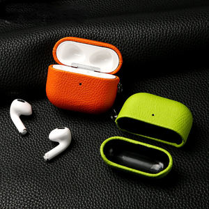 Étui en cuir pour AirpPods <span class=keywords><strong>Pro</strong></span> 2 <span class=keywords><strong>1</strong></span> 2 3 housse écouteurs à dents bleues accessoires motif litchi cuir de vache avec boucle - Product Image 2