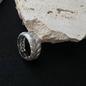 Bague en argent pur S925, diamant étincelant, motif d'épi de blé brossé à l'italienne, style rétro, mode, luxe léger, vente en gros de bijoux en argent - Product Image 5