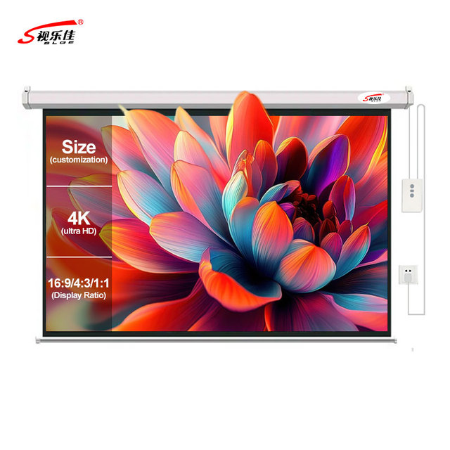 Home Cinema 16:9 Motorized 4K HD Portable 60'' 100 Inch Electric Matte White Screen for Projector with Remote Control