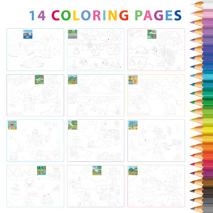 Autocollants de scène réutilisables livres d'activités pour enfants avec stylos colorés <span class=keywords><strong>livre</strong></span> d'activités amusant à colorier pour étudiants - Product Image 4