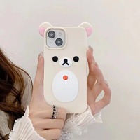 Dessin animé en trois dimensions mignon ours brun Anti-chute coque de téléphone en Silicone pour Phone16promax 15 14 13 couverture arrière housse de protection