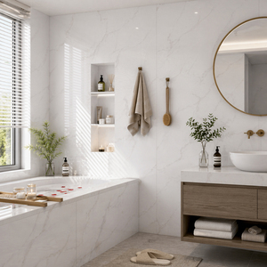 Azulejos de Pared de Cerámica Esmaltada con Aspecto de Mármol Blanco Brillante de 40x80cm, Diseño Elegante y Contemporáneo para Baño y <span class=keywords><strong>Cocina</strong></span>, 400x800mm - Product Image 6