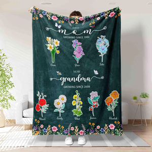 Première maman maintenant, <span class=keywords><strong>couverture</strong></span> <span class=keywords><strong>de</strong></span> grand-mère personnalisée, <span class=keywords><strong>couverture</strong></span> <span class=keywords><strong>de</strong></span> jardin <span class=keywords><strong>de</strong></span> grand-mère, <span class=keywords><strong>couverture</strong></span> <span class=keywords><strong>de</strong></span> fleurs <span class=keywords><strong>de</strong></span> <span class=keywords><strong>naissance</strong></span> personnalisée, fête des mères, grand-mère - Product Image 1