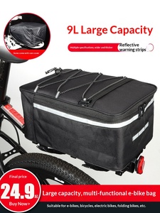 Sacoche de <span class=keywords><strong>porte</strong></span>-bagages arrière pour vélo électrique et VTT, grande capacité, imperméable, avec <span class=keywords><strong>housse</strong></span> de pluie, réfléchissante et fixation stable - Product Image 6