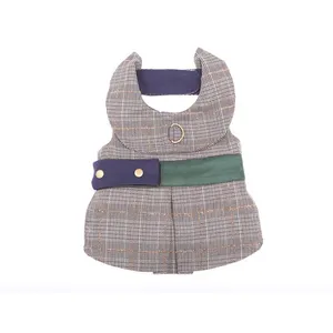 Cat harness walking plaid dress hot fashion high quality D-ring and metal button harness for cat and dog