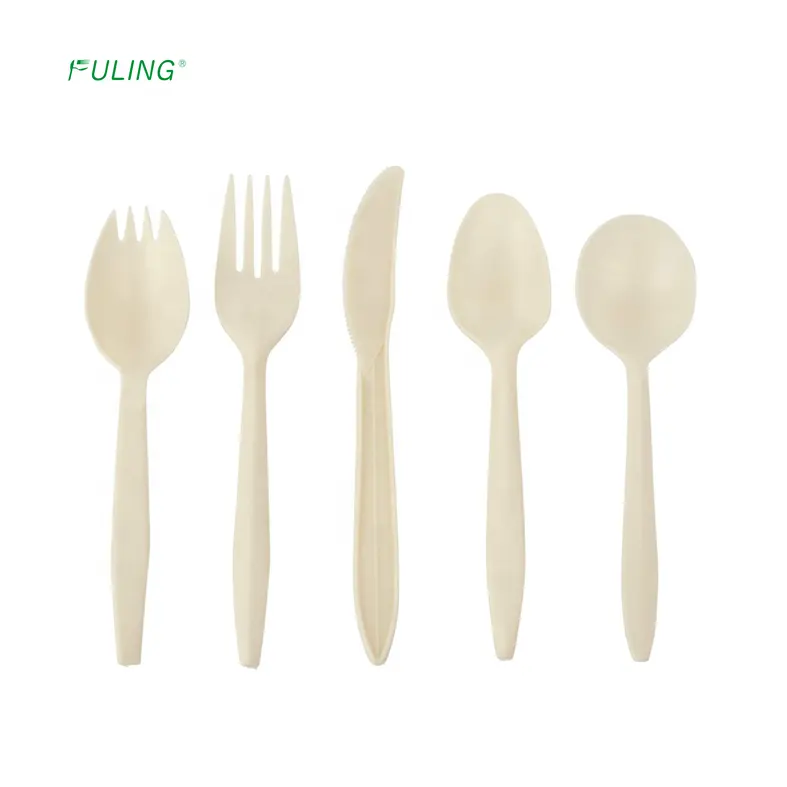 Çevre dostu tek kullanımlık plastik mutfak eşyaları 100% compostable cornstarch çatal kaşık spork bıçaklar çatal