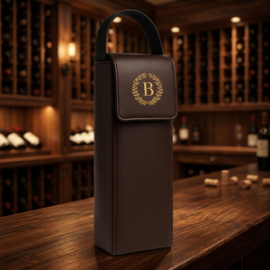 Bolso de Mano y Estuche de Cuero para Vino con Diseño Francés, Estampado en Relieve, de Lujo Premium WP-0006 Hecho en India por ZF Global Export - Product Image 3