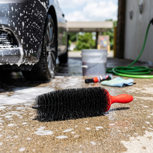 Car Tire <b>Brush</b> Nylon Bristles Red Handle Automotive Cleaning Tool for <b>Wheel</b> Rim Detailing - Product Image 1