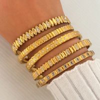 Ensemble de bracelets de luxe AW NEW VINTAGE ROW OVAL ZIRCON GYPSY SUPER SHINE, Dazan HOT INS, acier inoxydable, vente chaude, bijoux pour femmes, cadeau