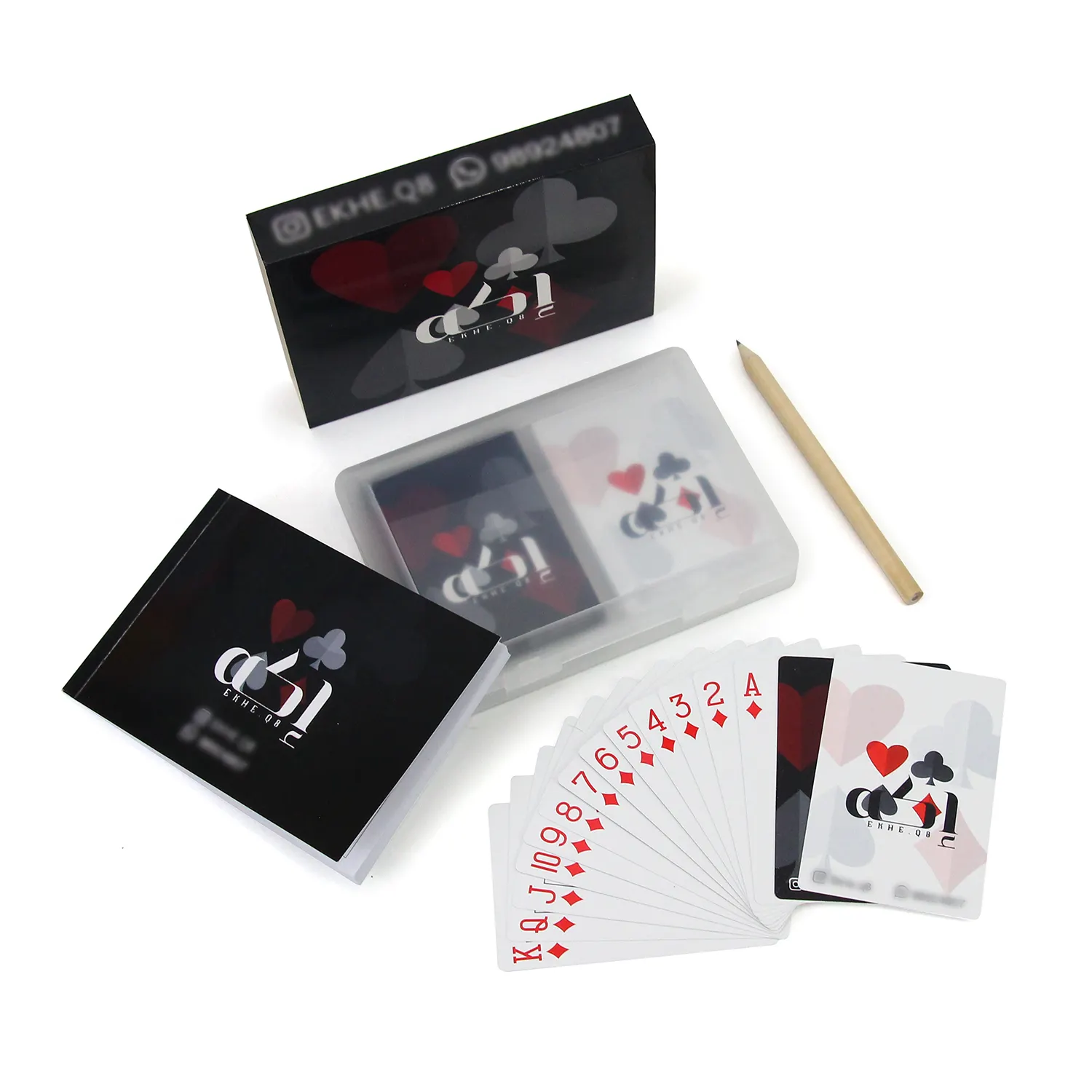 Cartes à jouer au poker avec boîte à tiroir en plastique PVC étanche avec logo personnalisé pour adultes