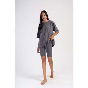 Conjunto de Leggings y Camiseta de Manga Corta con Hombros Caídos Supreme Core LYC para Mujer, Cómodo y Elegante - Product Image 4