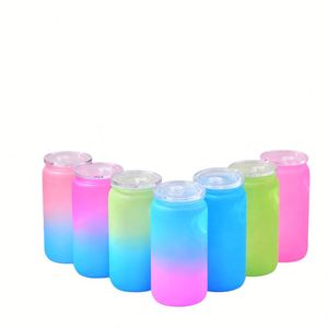 Gobelets en plastique colorés en forme de canette de 16 oz, recyclables, avec couvercle en PP et paille, pour emballage UV DTF, expédiés depuis notre entrepôt américain - Product Image 1