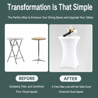Housse de table cocktail en spandex haute élasticité, extensible et ajustée, avec poches pour pieds en forme de sablier, 19 couleurs, pour mariage, événement, bar, réutilisable