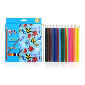 Art supplier 24 colors custom logo printed wooden artist water colored pencils drawing pencils set artist for kids drawing