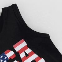 Vêtements d'été en gros pour garçons, style vacances, imprimé USA, gilet sans manches en coton pour enfants, costume de bébé, tenue de dessin animé