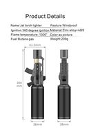 Briquet torche au butane GF-917, haute température, coupe-vent, flamme bleue, logo imprimé, en forme de pistolet, type Glock