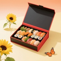 Boîte d'emballage cadeau gourmande personnalisée haut de gamme en carton rigide magnétique biodégradable avec gaufrage et éponge d'emballage alimentaire pour sushis