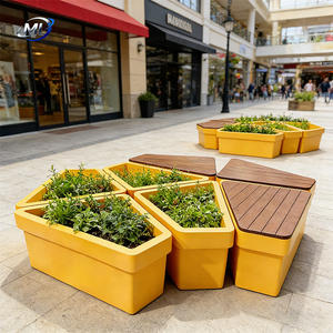 Macetas Trapezoidales Irregulares de Fibra de Vidrio, Bancas y Sillas de Madera para Plantar en Parques al Aire Libre y Plazas Comerciales - Product Image 1
