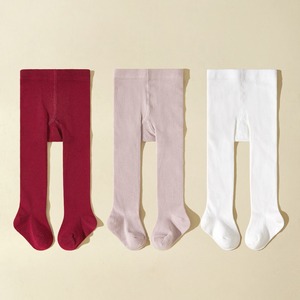 Wholesale Cotton Knit <strong>Burgundy</strong> Pure Color Baby <strong>Tights</strong> for Girls - Product Image 2