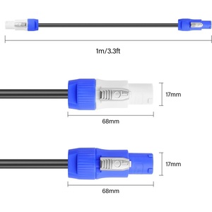 Powercon In Out Power <b>Cable</b> 16AWG 1m Audio <b>Video</b> Connection - Product Image 2