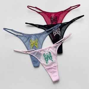String sexy en maille 2024, perspective, couleur contrastée, fines bretelles exquises, grande taille, pantalon T taille basse, ODM, tricoté sans couture - Product Image 4
