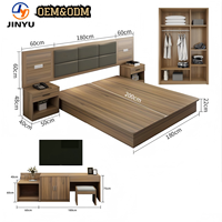 Vente directe d'usine Lit King Size Ensemble de meubles d'hôtel Combinaison porte-bagages et meuble TV Ensemble de meubles de chambre à coucher moderne