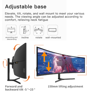 Precio de fábrica 49 pulgadas Super Wide 4K <span class=keywords><strong>5K</strong></span> <span class=keywords><strong>Monitor</strong></span> LED 165Hz Curva Gaming Interfaz HD Frecuencia de actualización Panel FHD para uso en PC - Product Image 5