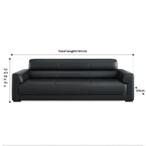 Divano da Ufficio Semplice per Dirigenti, Piccolo Divano a Tre Posti in Pelle con Funzione Letto <span class=keywords><strong>e</strong></span> Tavolino da Caffè - Product Image 6