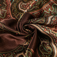 Syal Persegi Kecil 90cm Bergaya Prancis Vintage Poliester Wanita Trendi Serbaguna Bermotif Warna-warni Artistik Mengalir
