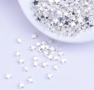 Factory Sale 4mm Gold Bead 100 pcs 925 Sterling Silver Lovely Tiny Star Spacer Beads DIY Charm for Jewelry Making Findings