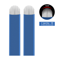 Aiguille de microblading pour sourcils en acier inoxydable bleu 0,20 mm 18 aiguilles pour maquillage permanent et tatouage