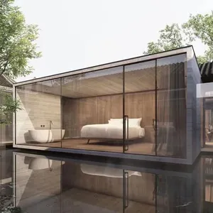 Desain Cina Modern ruang matahari rumah kaca otomatis luar ruangan Aluminium Sunroom dengan pintu lipat geser untuk taman