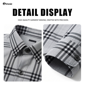 Chemises pour hommes élégantes, anti-rides, écologiques, à carreaux, tailles XS-5XL, avec logo personnalisé, en flanelle. - Product Image 4