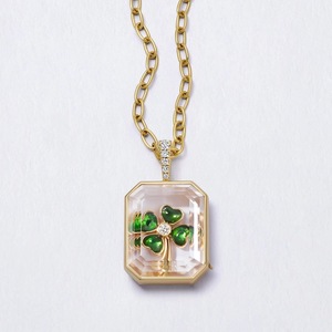 Collar con Colgante <span class=keywords><strong>de</strong></span> Cadena <span class=keywords><strong>de</strong></span> Eslabones Chapado en Oro <span class=keywords><strong>de</strong></span> 14K Pulido, con Medallón Flotante Transparente Incrustado con Pequeñas Gemas Coloridas, para Uso Diario - Product Image 5