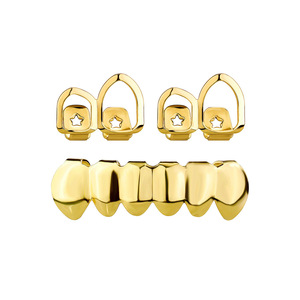 JAG-130-2 Accessoires dentaires pour cosplay d'Halloween, très demandés, pour un ensemble de sertis lisses en forme de diamant, tendance, polyvalent pour homme, creux - Product Image 5